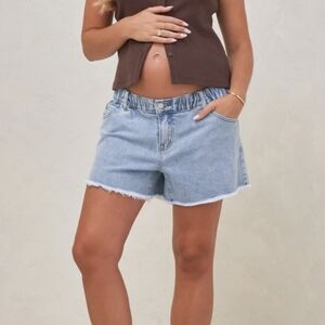 Light Blue Denim Frayed Hem Women's Shorts